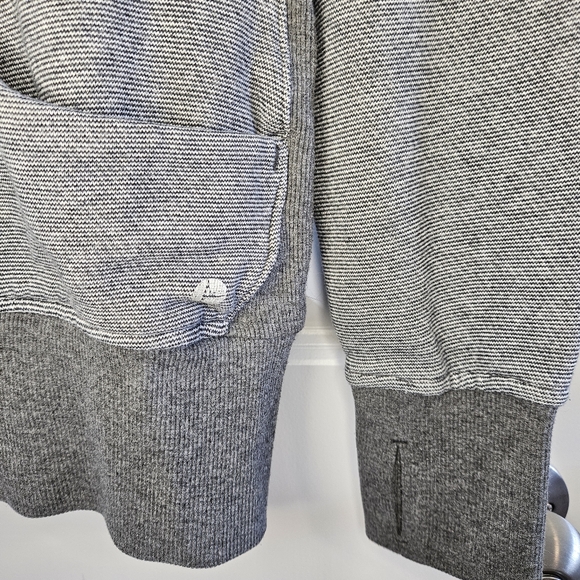 90 degree zip up gray and white stripe hoodie with thumb holes M - Picture 2 of 5